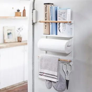 

Kitchen Rack Fridge Magnetic Adsorption Organizer Tools Paper Towel Holder Seasoning Pot Jars Sundries Storage Rack Home Decor