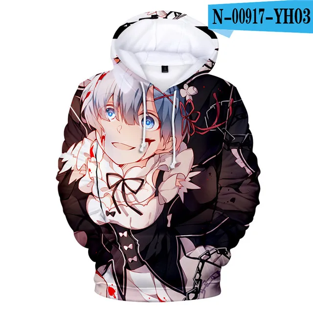 Re Zero Толстовка с капюшоном, куртка, пуловер, пальто, Толстовка для мужчин, женщин, детей, одежда для девочек, одежда Rem and Ram, толстовки с капюшоном в японском стиле - Цвет: 3dwy-201