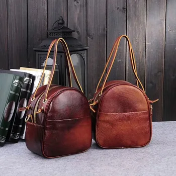 

New leather women's bag vintage ladies one-shoulder bag head layer leather hand-held one-shoulder diagonal cross woman bag