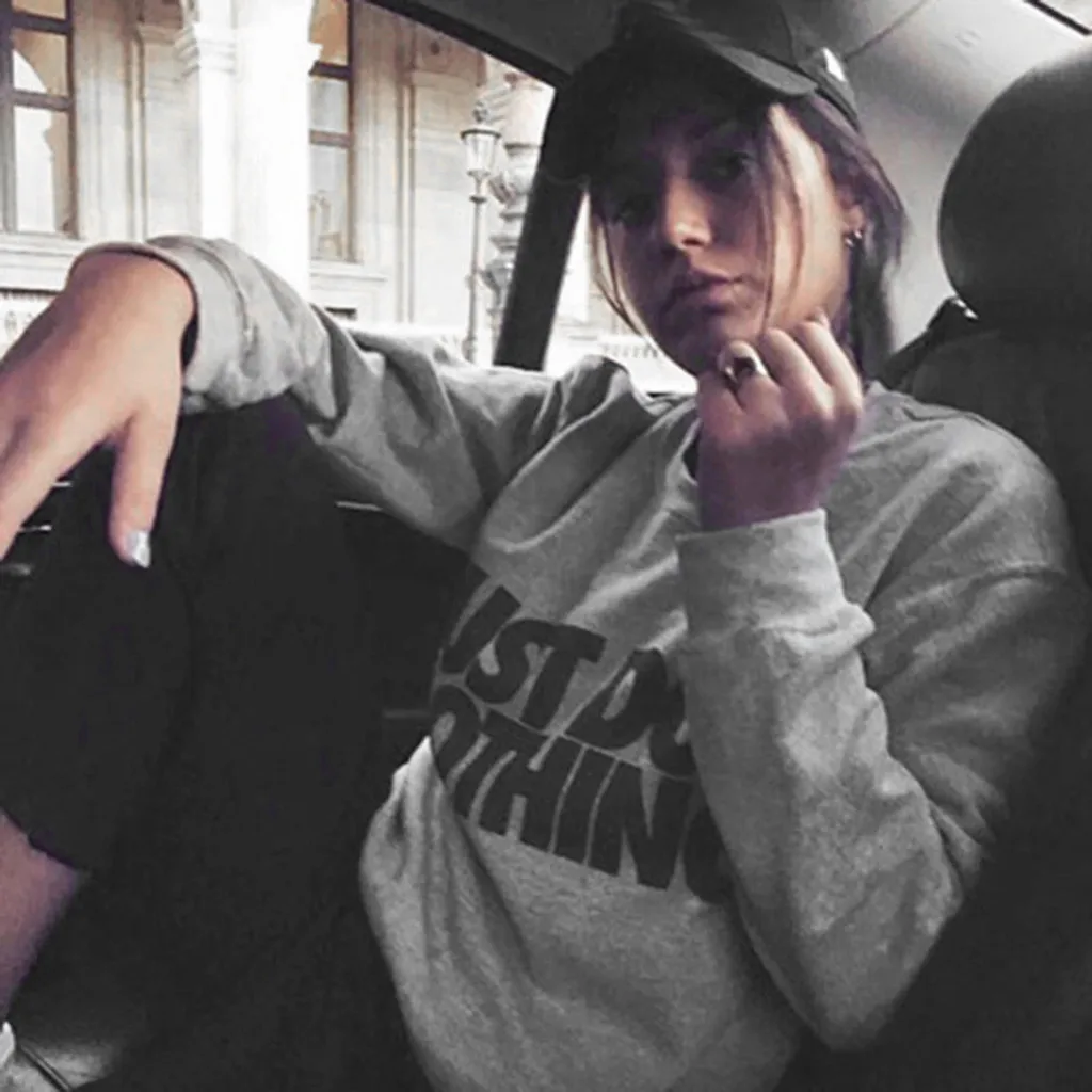 Just Do Nothing sudaderas mujer, модная женская Повседневная Толстовка с длинным рукавом, джемпер, пуловер, толстовка, топы, рубашки, толстовки для женщин#20