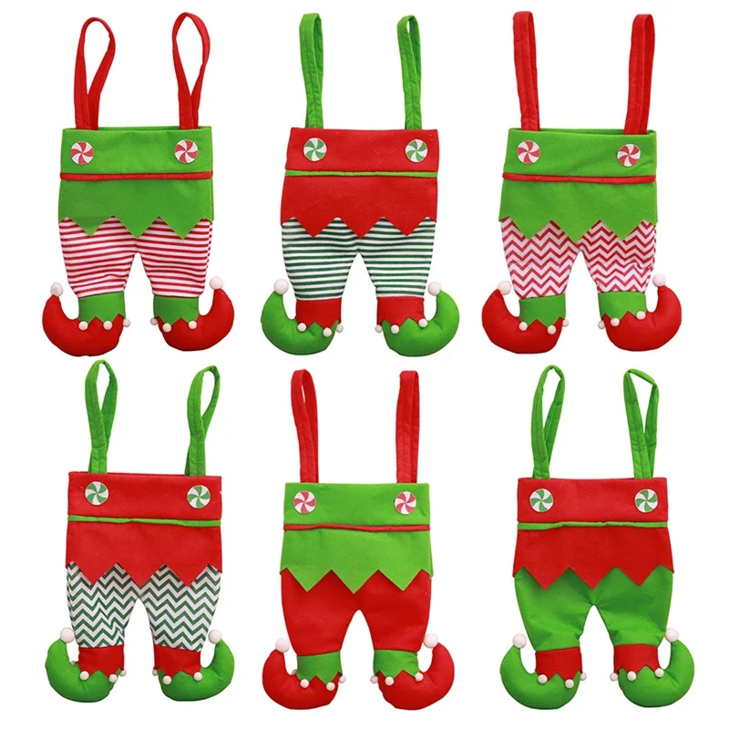 Elf Pants Christmas Gift Bag Ceative Candy Bag For Christmas Decoration Supplies Xmas Gifts Holder Storage Bags