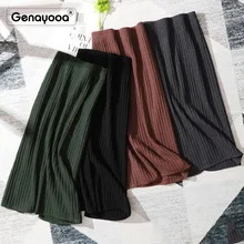 Genayooa, Высококачественная Женская юбка, Корейская однотонная Повседневная Женская юбка,, эластичная черная бандажная юбка, Осень-зима, новое поступление