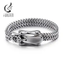 Fongten Скелет пряжка узел сетка браслет цепочка для мужчин нержавеющая сталь серебряный череп мужские s браслеты ювелирные изделия
