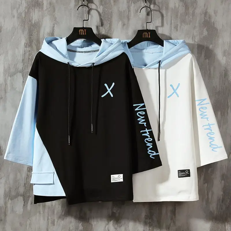 Толстовки с коротким рукавом мужские толстовки капюшоном повседневные на