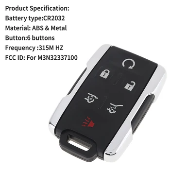 

6Buttons Car Remote Key FOR CHEVROLET TAHOE SUBURBAN 2015 2016 2017 2018 2019 Entry Control Remote Key 315Mhz M3N32337100