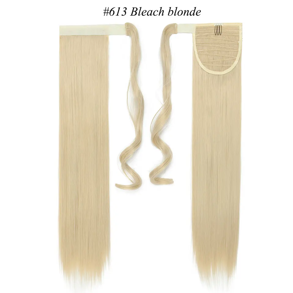 S-noilite 24 ''длинные прямые синтетические конский хвост обертывание вокруг клип в конский хвост наращивание волос термостойкие волосы хвост - Цвет: bleach blonde