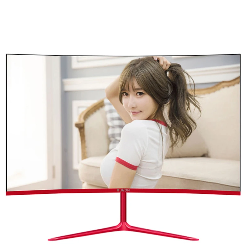 Изогнутый широкоформатный игровой монитор HUGON 23 8 дюйма IPS/Led 24 75 Гц вход HDMI/VGA