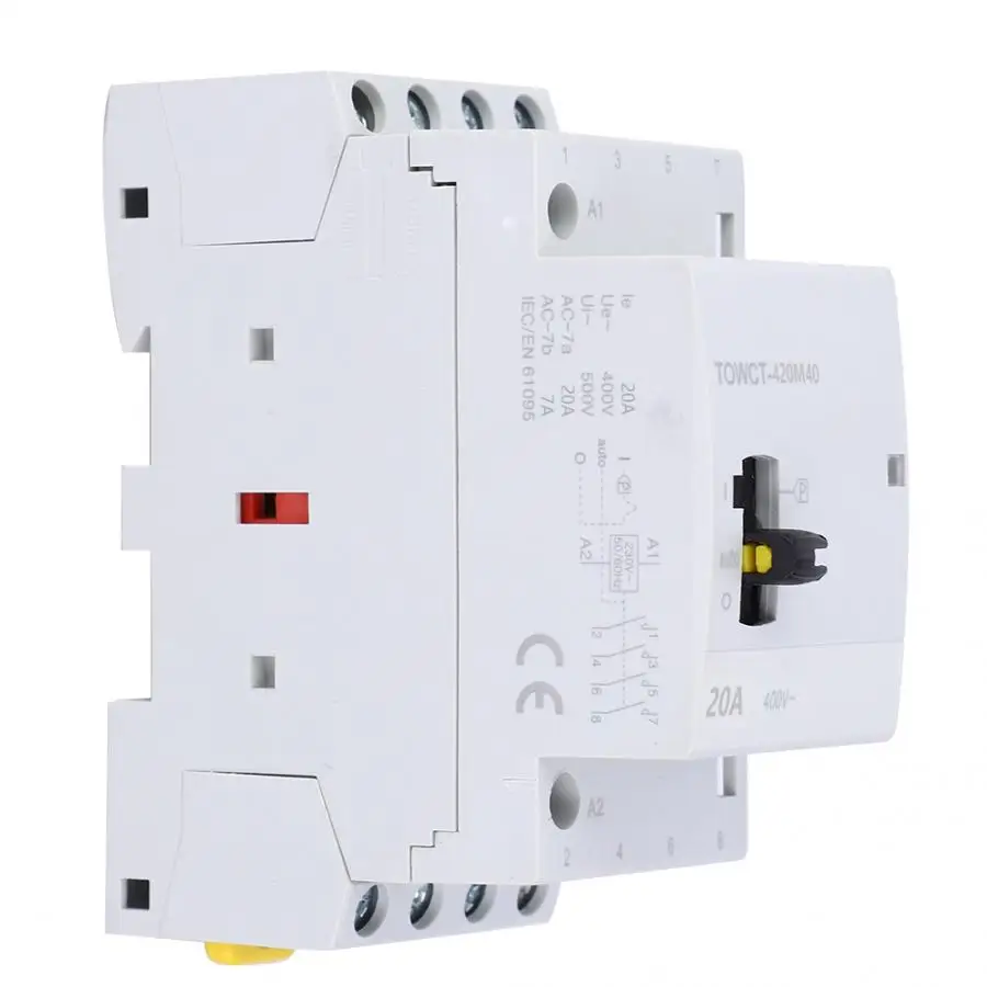4P 20A 230/240V 50/60HZ AC контактор для дома с ручным переключением для удаленного Управление Din Rail 4NO IP40