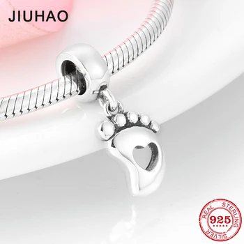 

Fashion 925 Sterling Silver Cute love footprint pendants Charms beads Fit Original Designer Bracelet Jewelry making 2019