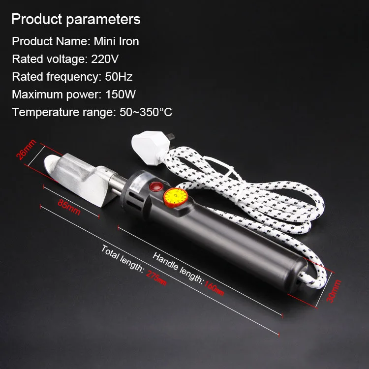Cena 220V 150W 50 350C stopień regulowany mini żelazko elektryczne do odzieży skórzanej 87mm X 27mm