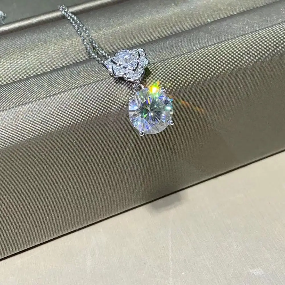 Kkmall магазин круглые серебряные Moissanite Подвески 3.00ct D VVS Роскошные Moissanite Weding подвески для женщин