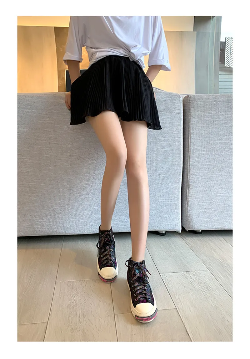 Jady Rose Colorful Retro Women Vulcanized Shoes Flat Canvas Shoes Woman Espadrilles Trainers Casual Lace-up Sneakers High Tops
