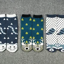 3 пары женских носков Happy Cute енот+ ОЛЕНЬ+ кот пушистые(с ароматом