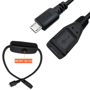 

30cm USB micro 5P male to female USB cable with switch,USB 2.0 extended push-in key switch cable