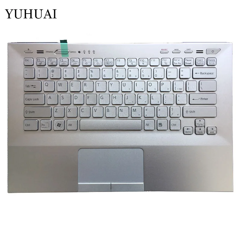 Новая клавиатура с подсветкой для ноутбука SONY VAIO VPC SA SB SC VPCSA VPCSB VPCSC PCG-41216L с верхней крышкой для рук - Цвет: Silver