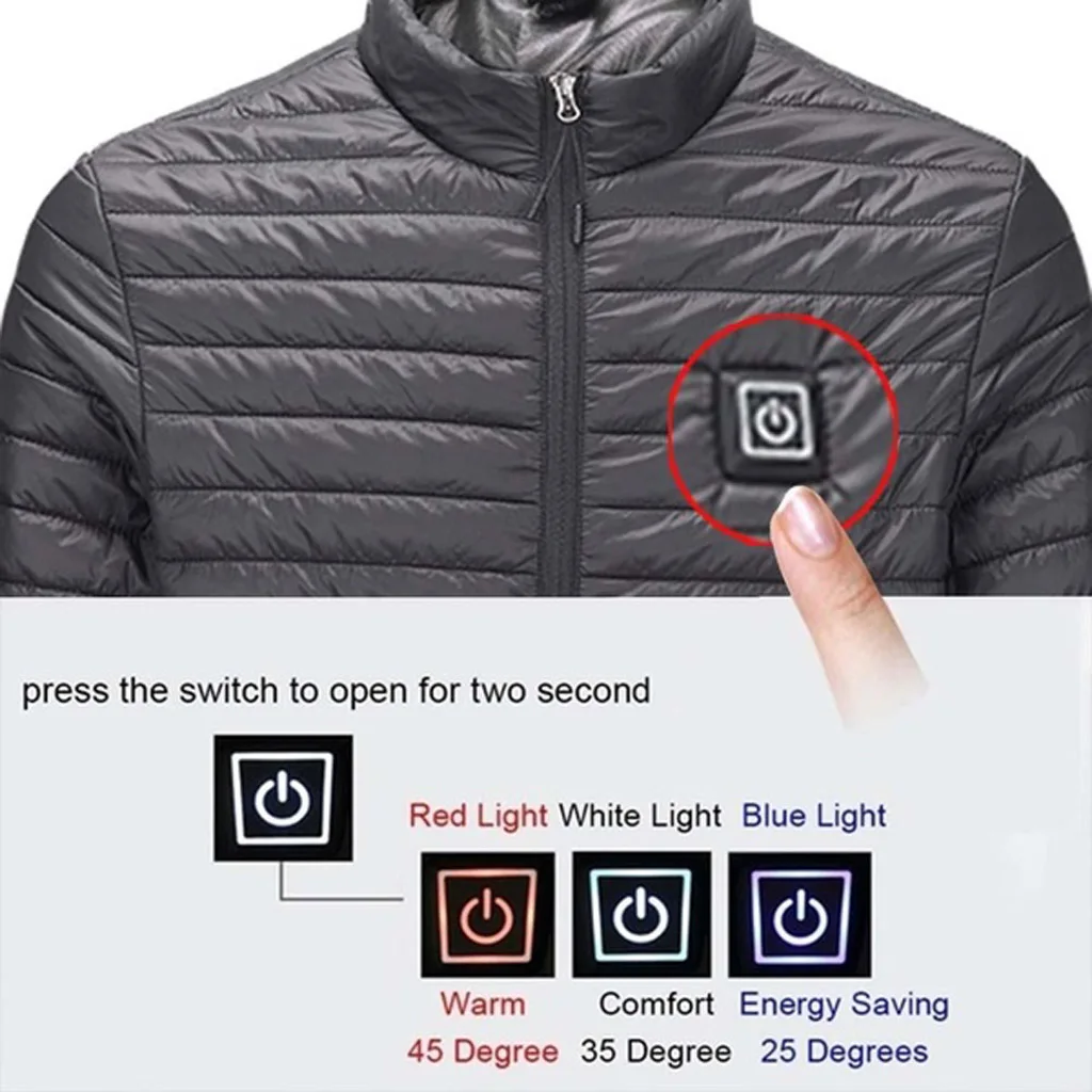 Мужские Смарт USB Брюшная спина с электрическим подогревом теплые куртки пальто размера плюс повседневные зимние куртки jaqueta masculino z0814