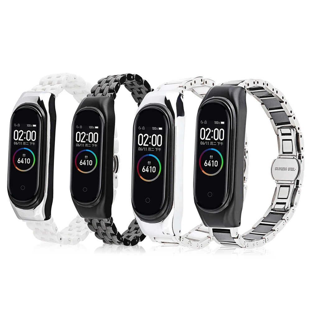 Ремешок керамический для Xiaomi Mi Band 6 5 4 3 гладкий сменный Браслет наручных часов