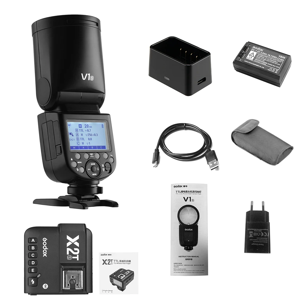 Godox V1S камера Вспышка Speedlite с круглой головкой+ X2T-S ttl Беспроводная вспышка триггер для sony A7RII A58 A9 для свадебной студийная для портретной съемки