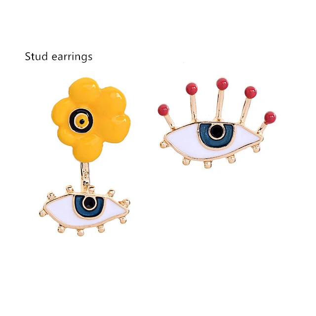 7 stud earrings HZ Новая Винтажная романтическая глазурь цветы дьявол глаз заколка для волос металлическая заколка шпилька Эмаль аксессуары для волос для женщин Подарки - Цвет: 7 stud earrings