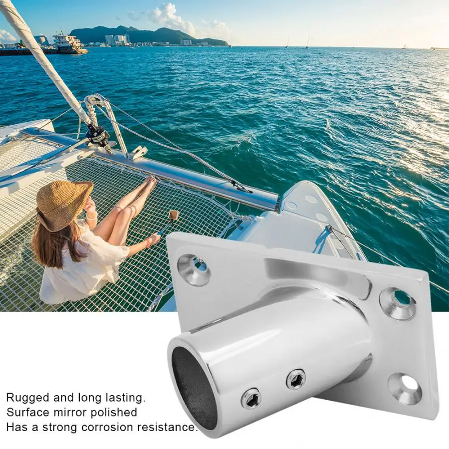 

7/8in Boat Rail Fittings 60 Degrees Thickened Stainless Steel 316 Rail Fitting Rectangular Base