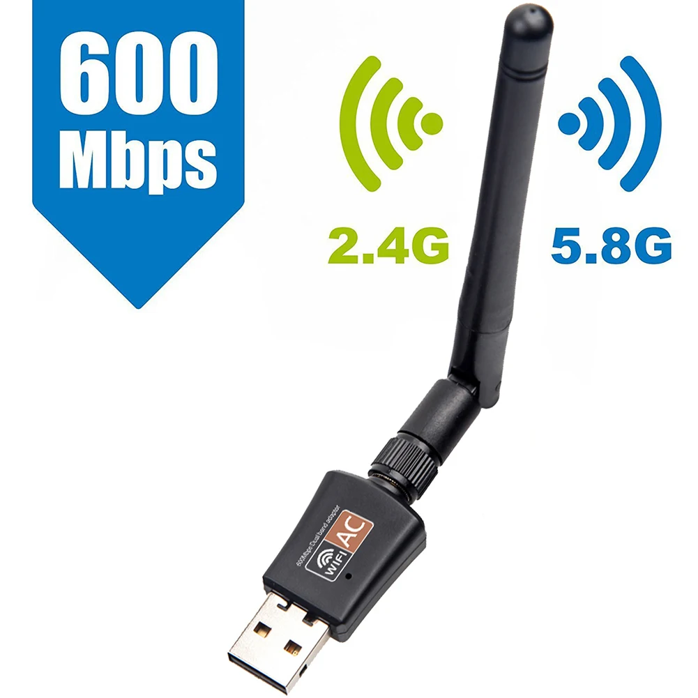 Новое поступление 600 Мбит/с двухдиапазонный 2,4/5,8 ГГц беспроводной WiFi сетевой адаптер с антенной 802,11