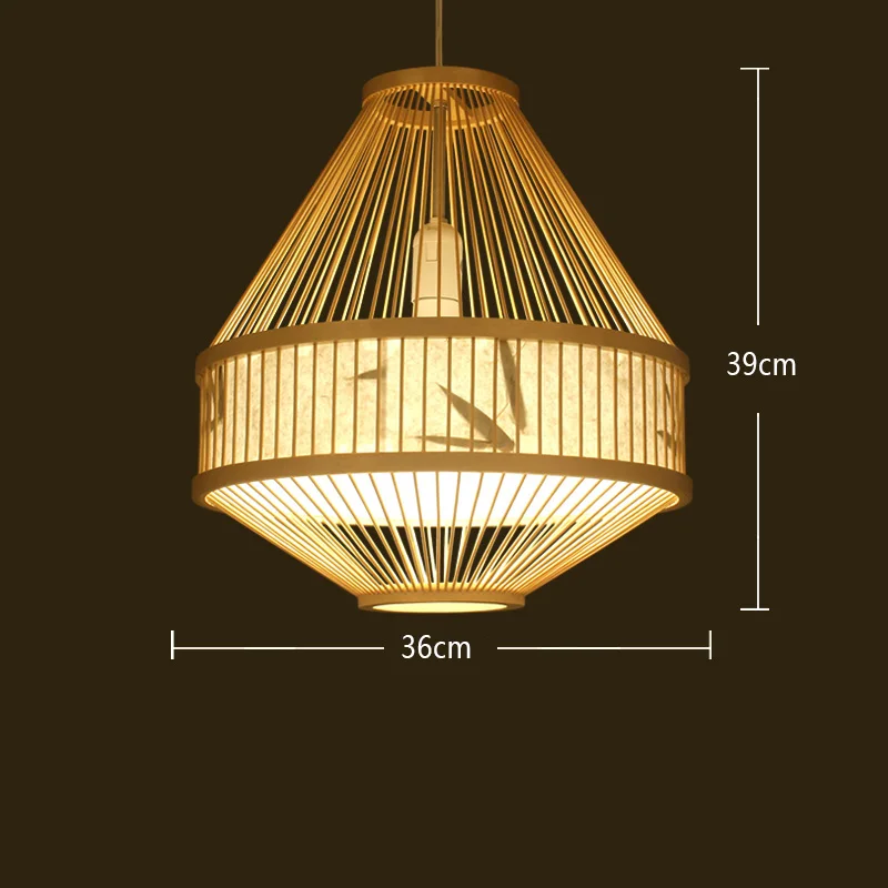 Japan Style Bamboo Pendant Lights Lighting LED Light Fixture Pendent Lamp Dining Living Room Bedroom Kitchen Cafe Hanging Lamp