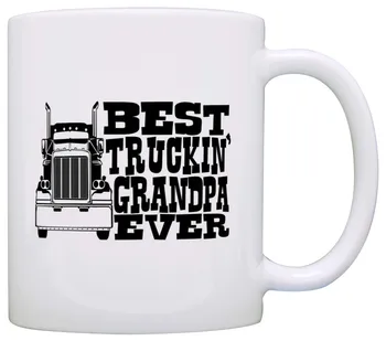 

Father's Day Gift Best Truckin' Grandpa Ever Truck Driver Trucker Gift Coffee Mug Tea Cup White