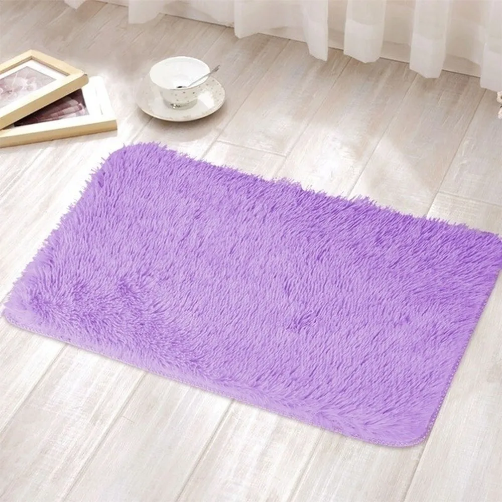 Роскошный ворсистый ковер для спальни, нескользящий абсорбирующий коврик для ванной комнаты, коврик для ванной комнаты, моющийся, быстро сохнет, коврик для двери, коврики для гостиной - Цвет: Purple