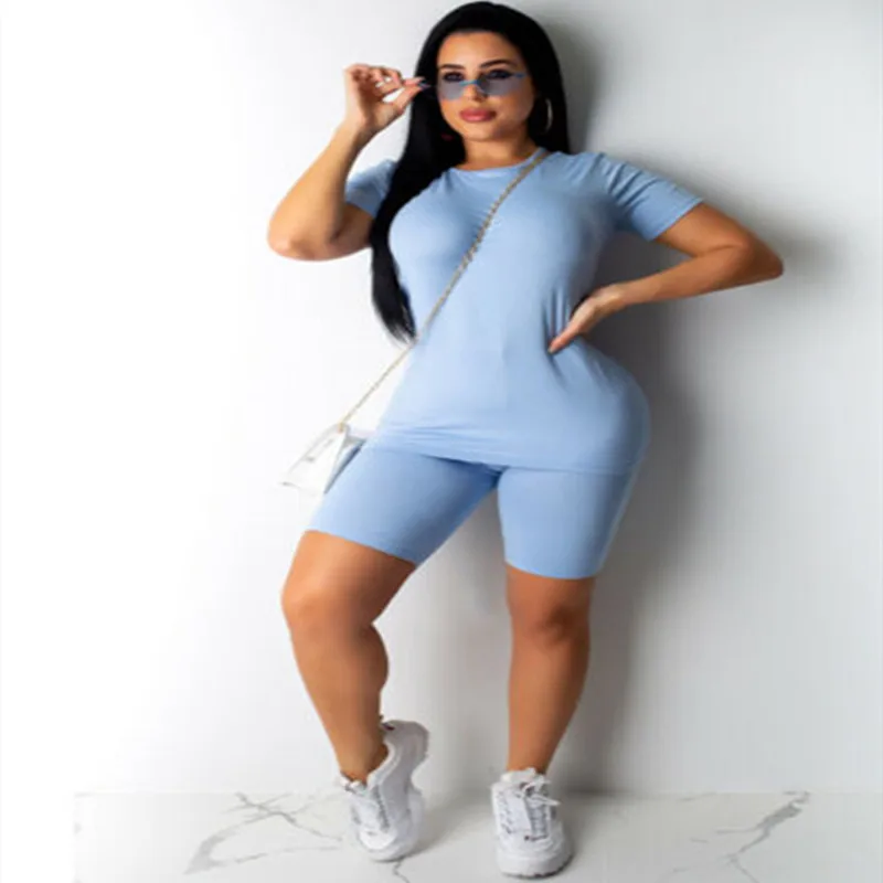 Женский спортивный костюм Modis повседневный эластичный синий топ узкие