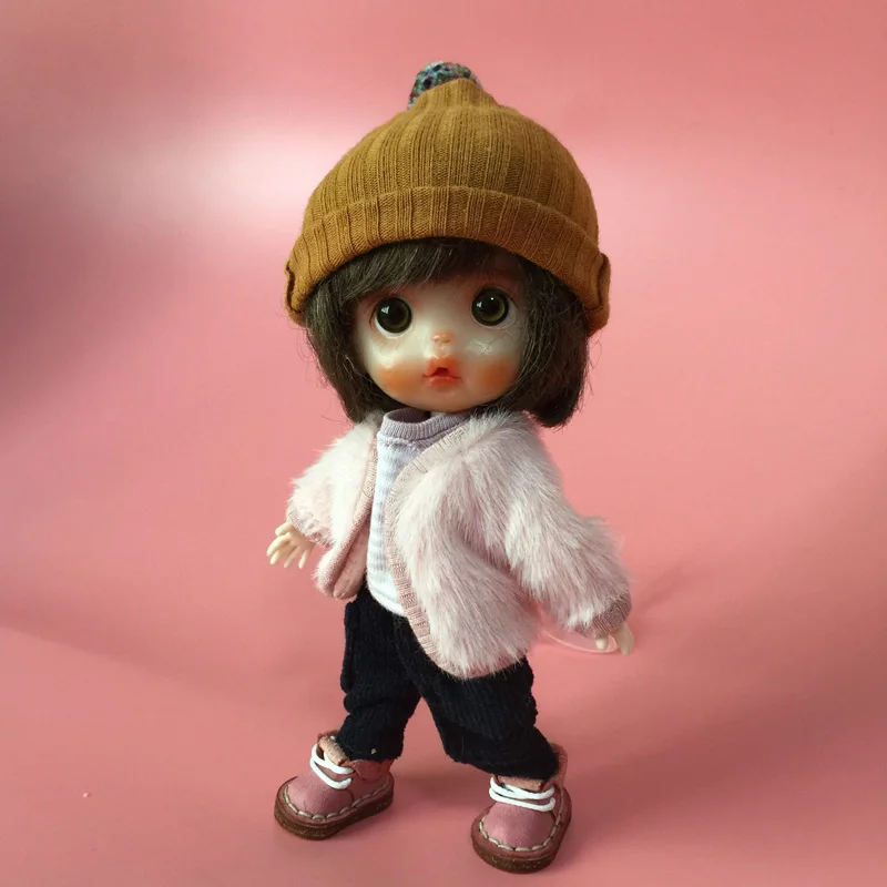 Ob11 Детское пальто с мехом BJD GSC однотонное яйцо глиняная кукла пальто кукла ручной работы аксессуары для кукольной одежды