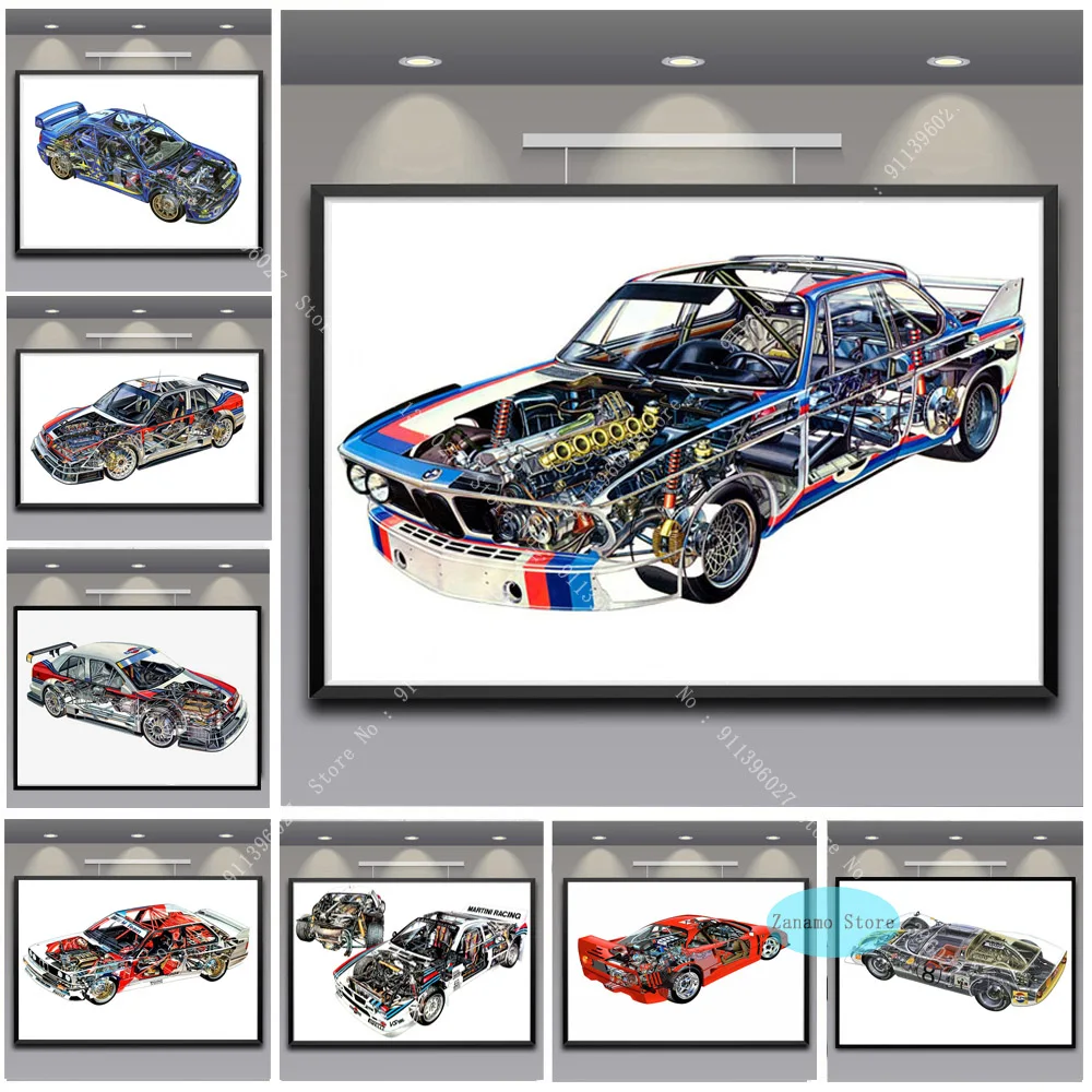 ZT202 Component Diagram Super Racing Car Cutaway Picture Poster Prints Canvas Modular Home Painting Wall Art Living Room Decor | Дом и сад