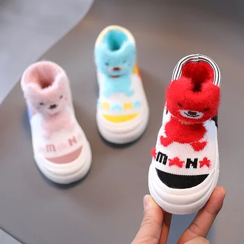 

2020 Winter Infant Toddler Boots Baby Girls Boys Snow Boots Cartoon Soft Bottom Kids Warm Plush Knitted Boots Children Shoes
