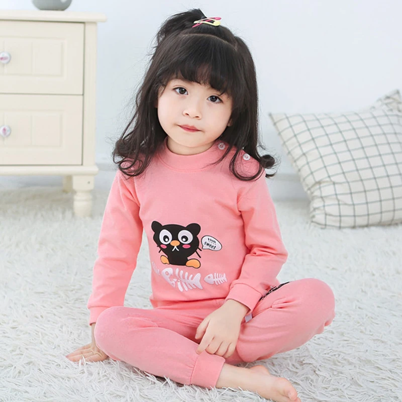 2 шт. Детские хлопковые Пижамные комплекты с длинным рукавом и штаны|Нижнее белье
