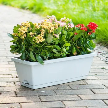 

3 Packs Self Watering Planters Rectangular Plant Pot, Modern Decorative Flower Pot/Window Box for All House Plants