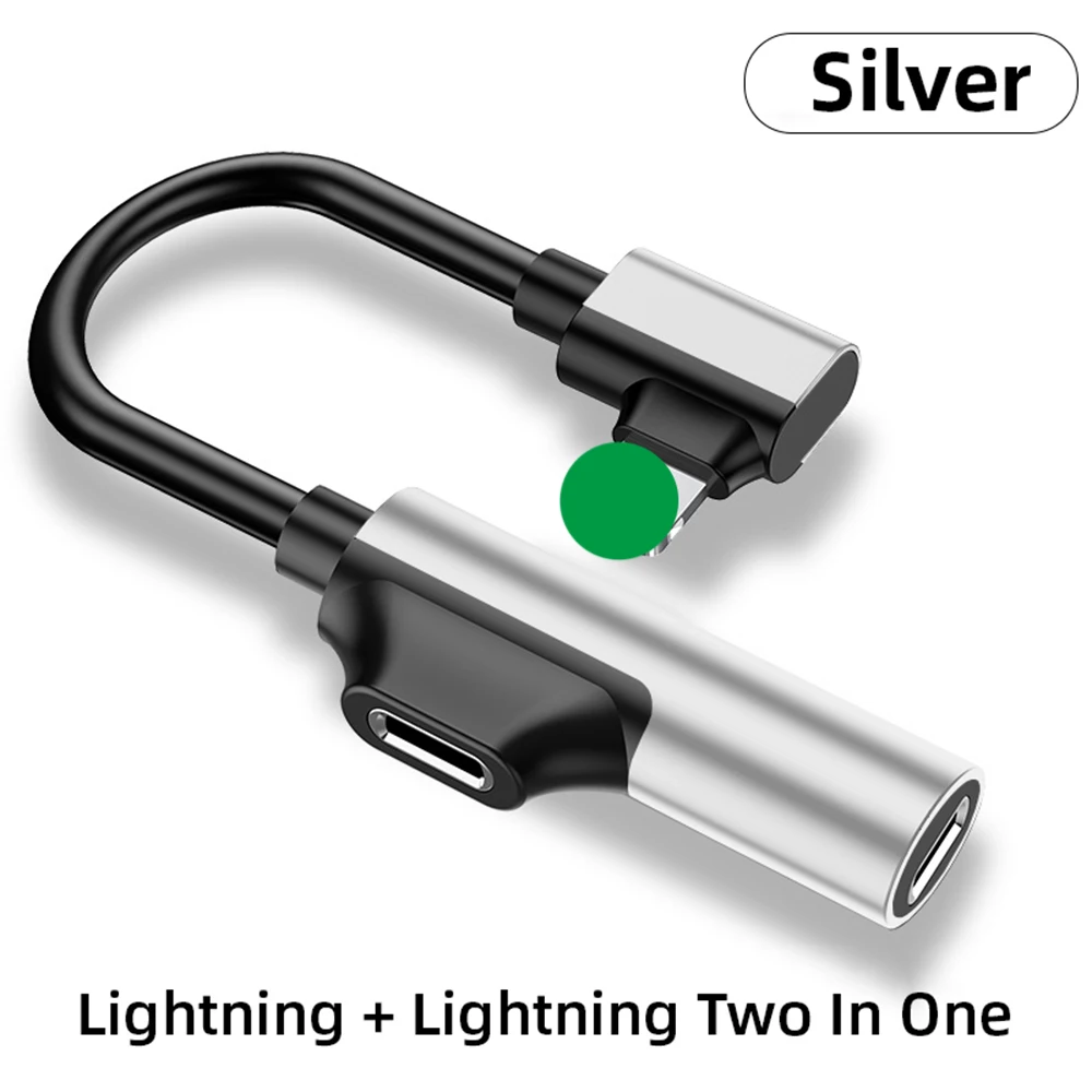 DualLightning Silver Универсальный двойной адаптер Lightning type C до 3,5 мм для зарядки 2 в 1 Aux аудио для iPhone X XS конвертер наушников адаптер для наушников - Тип штекера: DualLightning Silver