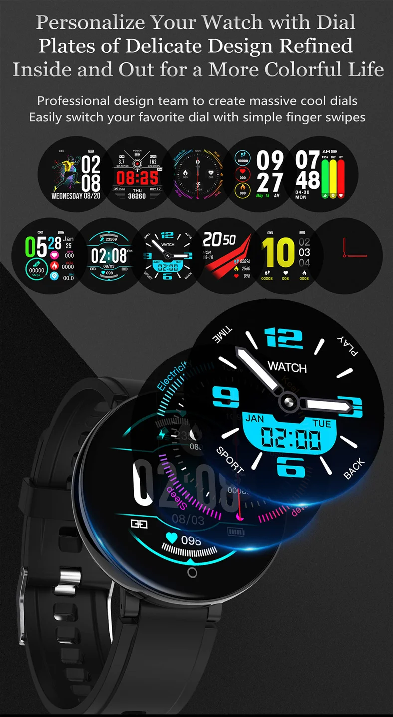 FROMPRO DT18 Смарт часы круглый сенсорный экран Smartwatch сердечного ритма умный фитнес трекер IP67 спортивный модный браслет для мужчин