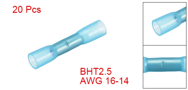 AWG 16-14 20Pcs Uxcell 20 шт. Термоусадочные Провода Разъем BHT0.5/BHT2.5 водонепроницаемый изолированный провод обжимной терминал AWG 16-14/AWG 22-20 - Цвет: AWG 16-14 20Pcs