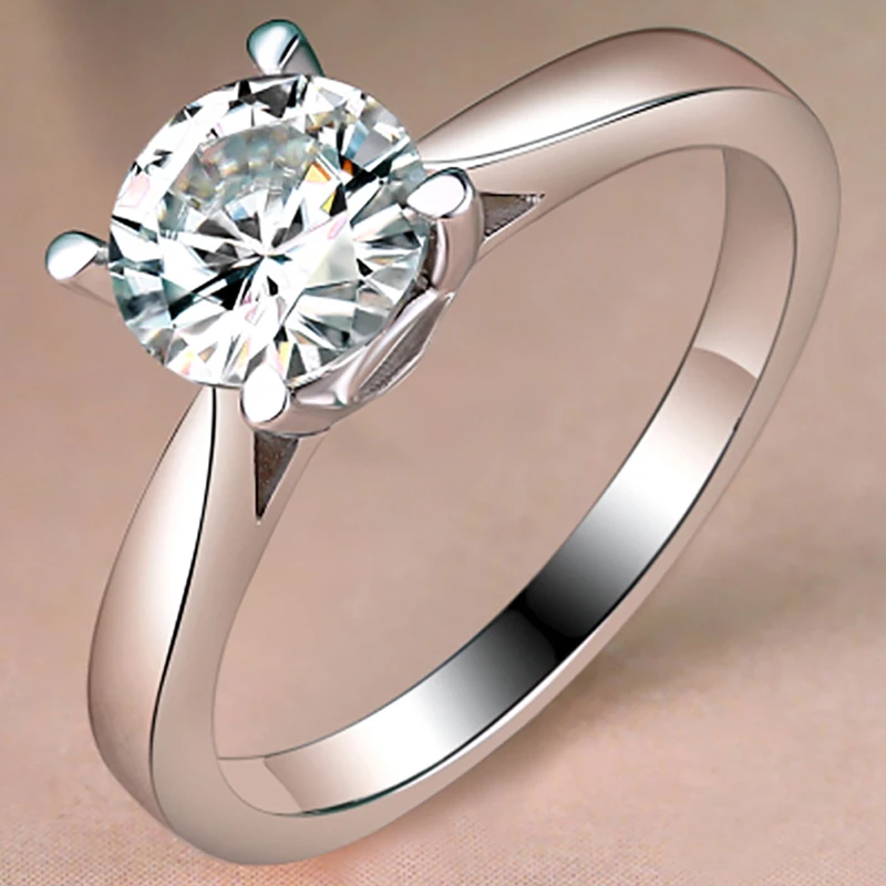 10K белое золото 1 2 3 4 5 карат круглое Moissanite бриллиантовое кольцо для женщин Свадьба
