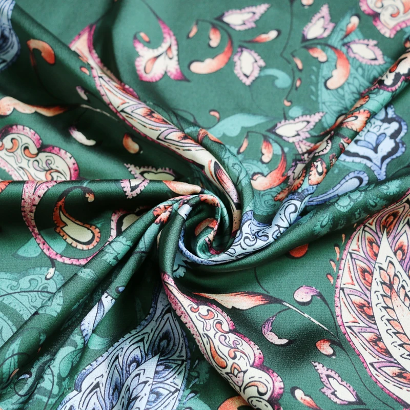 Deep /& Dark Abstract Peacock Feathers Silky Satin Dress Fabric Material