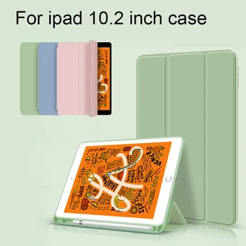 

Soft for iPad 10.2 Case with Pencil Holder Trifold Stand Cover for iPad 7th Gen 2019 A2198 A2200