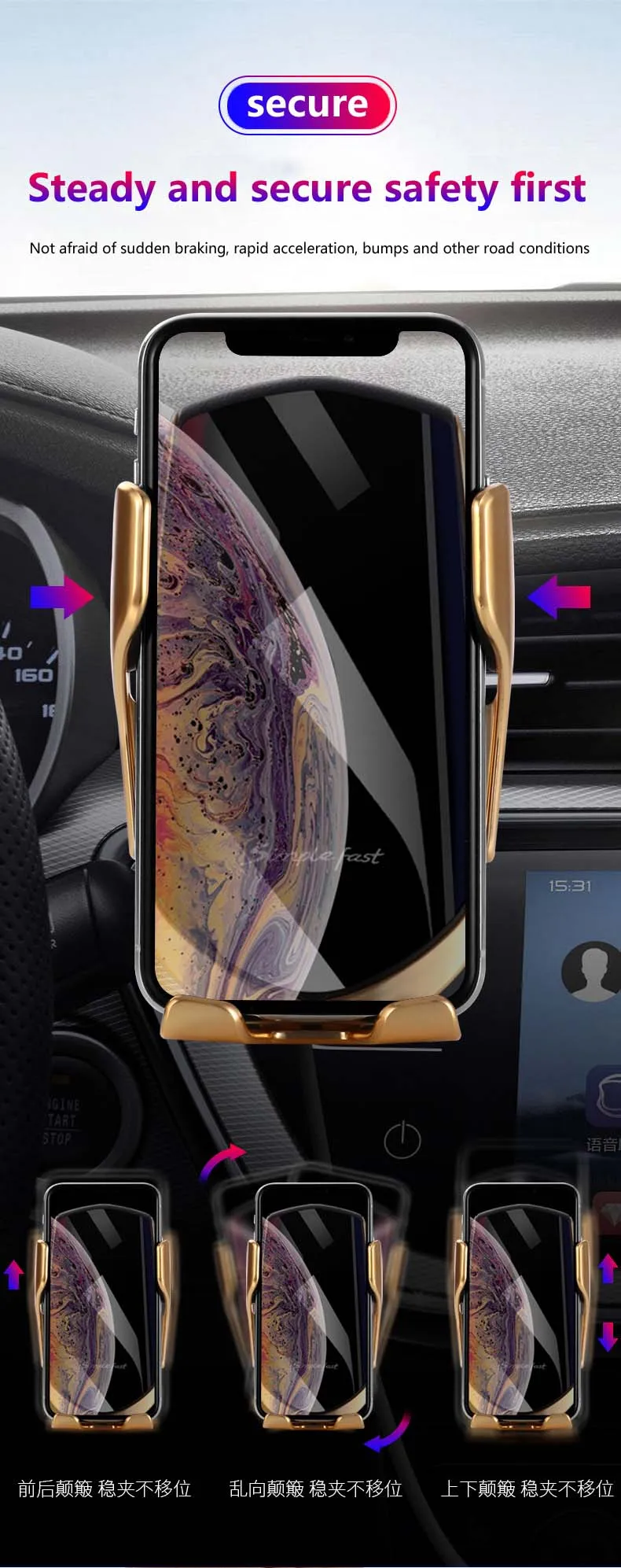 10 Вт Автомобильный держатель для телефона для Iphone 11 Pro max XS автоматическое крепление на вентиляционное отверстие Быстрое беспроводное зарядное устройство для samsung S10 S9 Быстрая зарядка