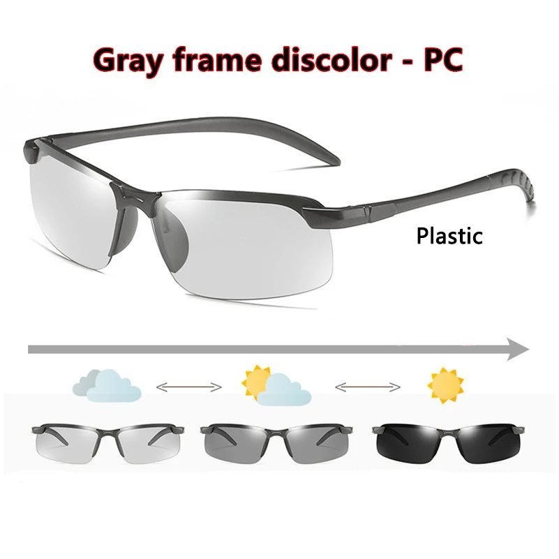 Gun Discolor PC Фотохромные солнцезащитные очки для мужчин, Поляризованные, меняющие цвет, UV400, солнцезащитные очки для женщин, для ночного видения, для пилота, для вождения, мужские очки, gafas de sol - Цвет линз: Gun Discolor PC