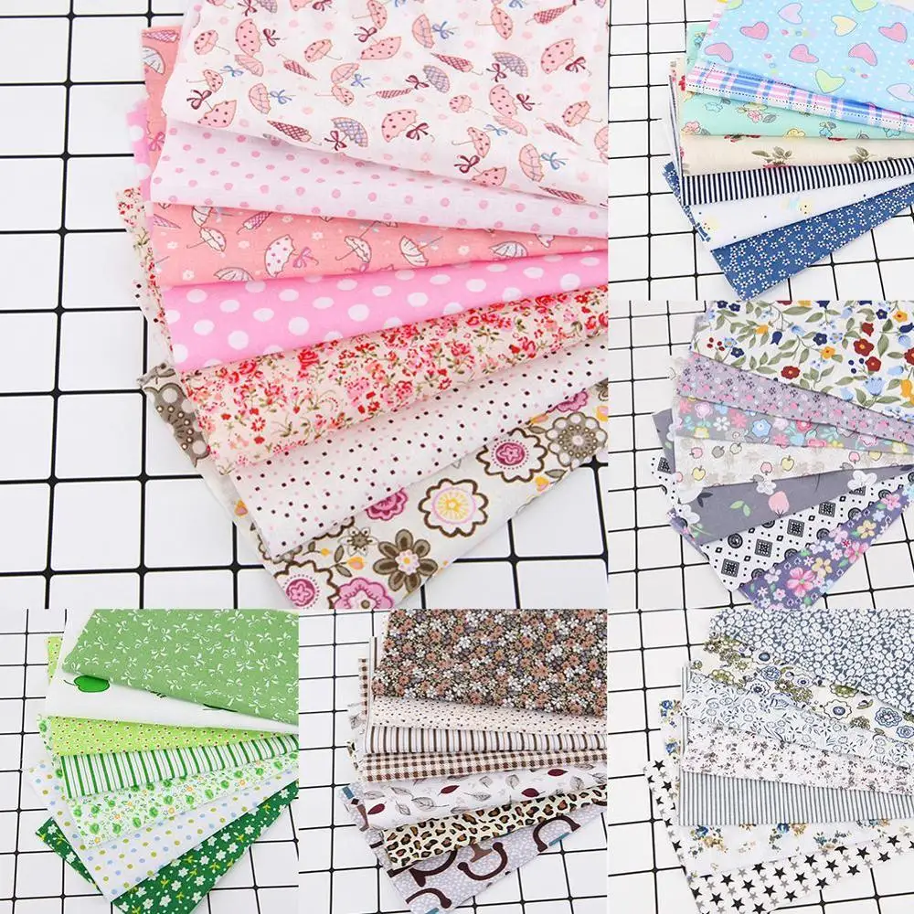 

25x25cm 7Pcs Cotton Fabric Printed Cloth Sewing Quilting Fabrics for Patchwork Needlework DIY Handmade Accessories