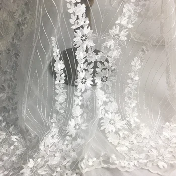 

one meter Quality gauze tissu Beautiful pattern embroidery fabric High grade dress wedding dress DIY patchwork