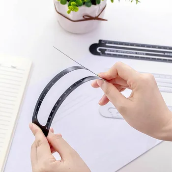 

15cm Durable Clip Design Tool School Bookmark Drawing Mini Portable Student Office Ruler Manganese Steel Practical