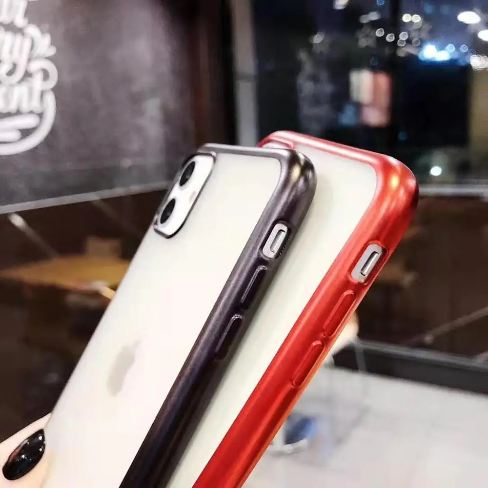 Чехол для телефона с покрытием для iphone 11 Pro X XR XS Max 7 8 Plus, держатель на кнопке, ударопрочный матовый чехол на заднюю панель из ТПУ, мягкий чехол для iphone 11