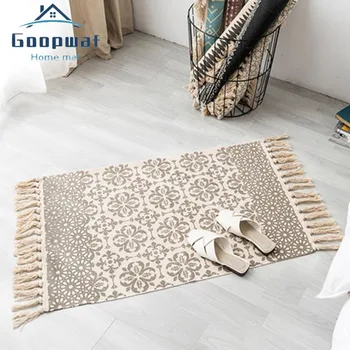 

Morocco Cotton Hand Woven Printed Area Rugs Tufted Tassels Throw Rug Machine Washable Bath Mat Doormat Carpet Tapete Para Sala
