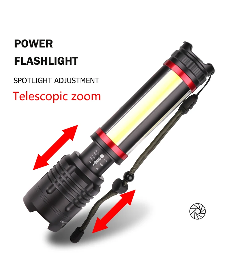 Самый мощный XHP70.2 светодиодный фонарик, вспышка, перезаряжаемый зум, водонепроницаемый Lanterna с 5000 мАч батареей для охоты