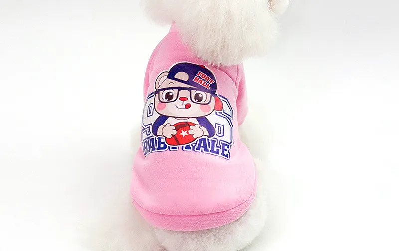 Pink Одежда для собак с героями мультфильмов; теплая зимняя флисовая толстовка с капюшоном для щенков; модная толстовка с французским бульдогом; померанское пальто; куртка; одежда - Цвет: Pink