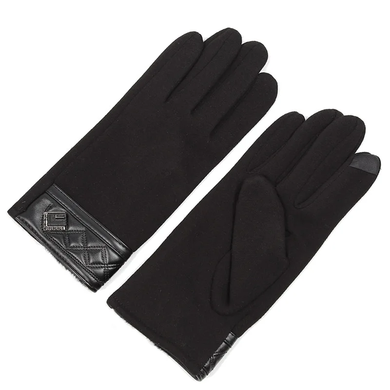 Style 3- Black Осень зима мужские перчатки сенсорный экран полный палец черный серый теплый тепловой ветрозащитная рукавица трикотажные манжеты вождения Guantes Велоспорт - Цвет: Style 3- Black